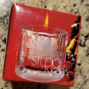 STUDIO NOVA Clear etched Glass Votive holder